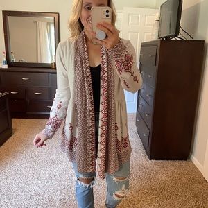 Anthropologie One September Solstice Night Aztec Boho Print Cardigan